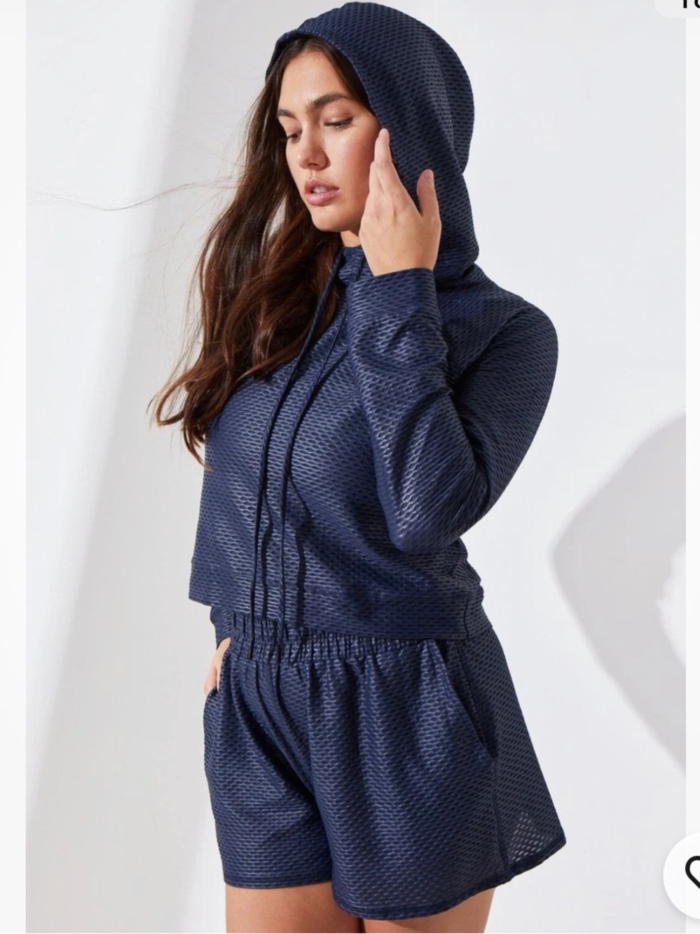 Noli Liquid Mesh 2 Piece Set Hoodie and Swift Short - Navy, size S